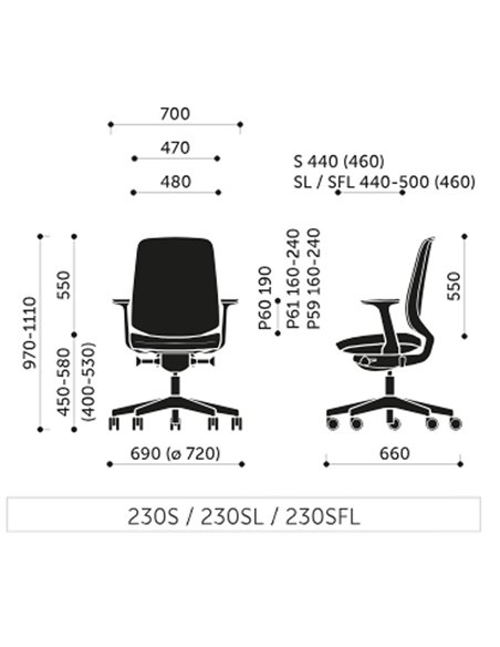 Кресло PROFIM LIGHT UP (230SL GREY P61PU, SELECT-65117), для оператора