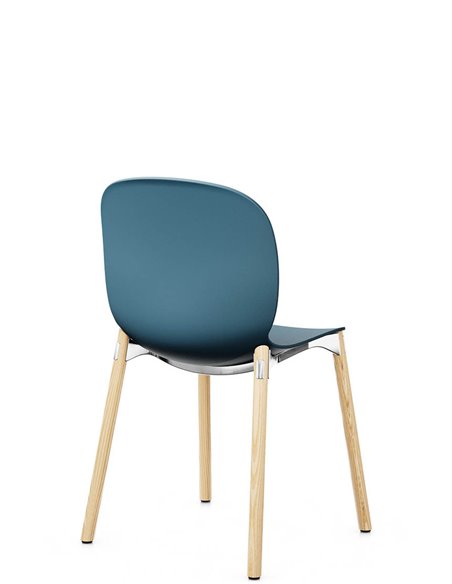 Кресло PROFIM NOOR WOODEN LEGS 6080 TEAL BLUE, NATURAL ASH