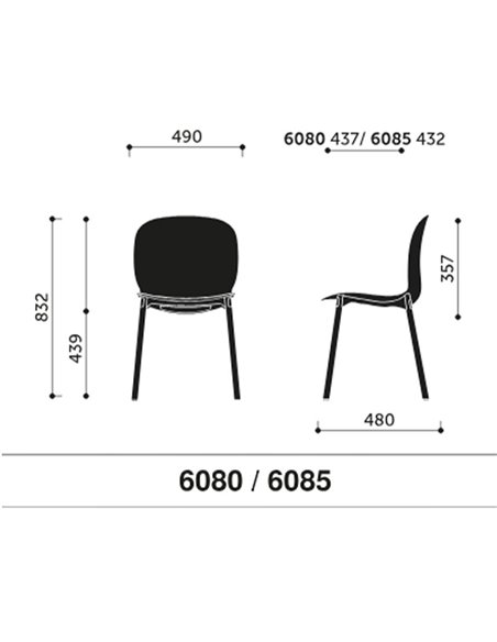 Кресло PROFIM NOOR WOODEN LEGS 6080 VANILLA, DARK ASH