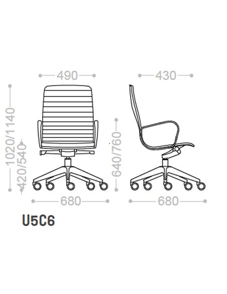 Кресло VAGHI UNION U5C6B со средней спинкой