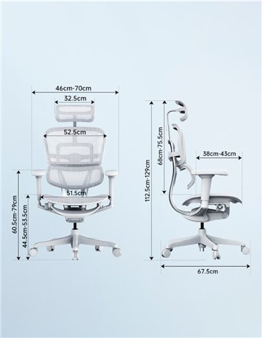 Кресло ERGOHUMAN ULTRA GAMING AURORA WHITE геймерское