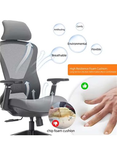 Кресло KRESLALUX K2-BH BLACK, эргономичное