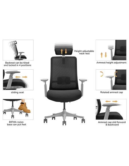 Кресло KRESLALUX V1-BH BLACK, эргономичное