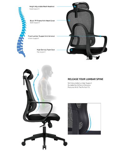 Кресло KRESLALUX GO-SIT 645-A LIGHT GREY, эргономичное
