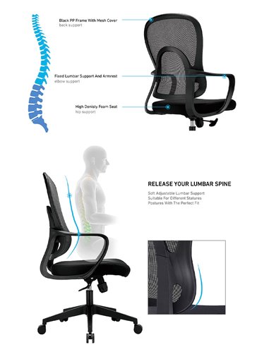 Кресло KRESLALUX GO-SIT 645-B BLACK, эргономичное