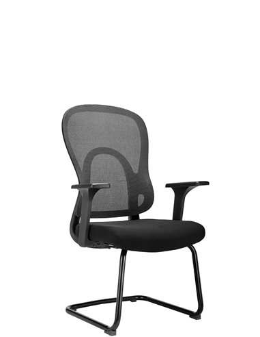 Кресло KRESLALUX GO-SIT 645-1C BLACK, для посетителя, на полозьях