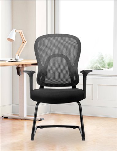 Кресло KRESLALUX GO-SIT 645-1C BLACK, для посетителя, на полозьях