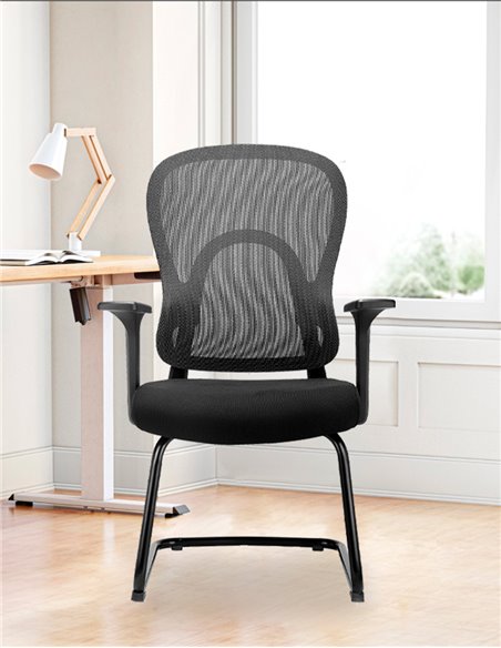 Кресло KRESLALUX GO-SIT 645-1C BLACK, для посетителя, на полозьях