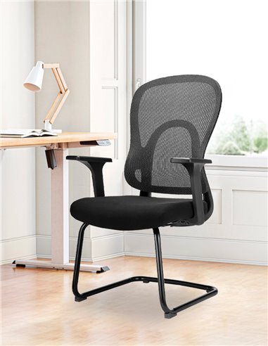 Кресло KRESLALUX GO-SIT 645-1C BLACK, для посетителя, на полозьях