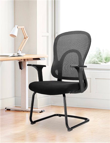 Кресло KRESLALUX GO-SIT 645-1C BLACK, для посетителя, на полозьях