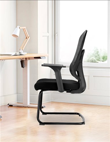 Кресло KRESLALUX GO-SIT 645-1C BLACK, для посетителя, на полозьях