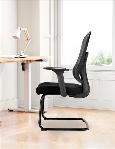 Кресло KRESLALUX GO-SIT 645-1C BLACK, для посетителя, на полозьях