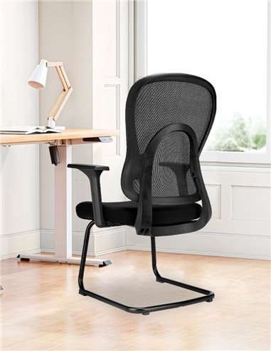 Кресло KRESLALUX GO-SIT 645-1C BLACK, для посетителя, на полозьях