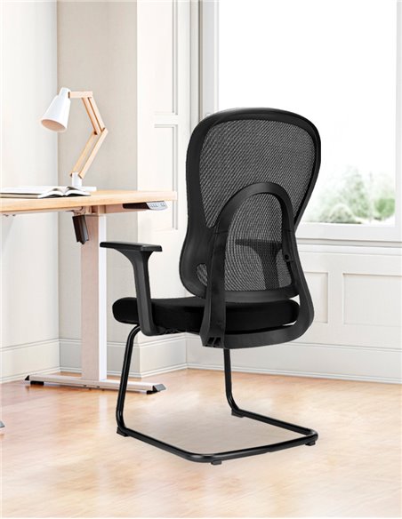 Кресло KRESLALUX GO-SIT 645-1C BLACK, для посетителя, на полозьях