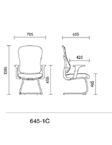 Кресло KRESLALUX GO-SIT 645-1C BLACK, для посетителя, на полозьях