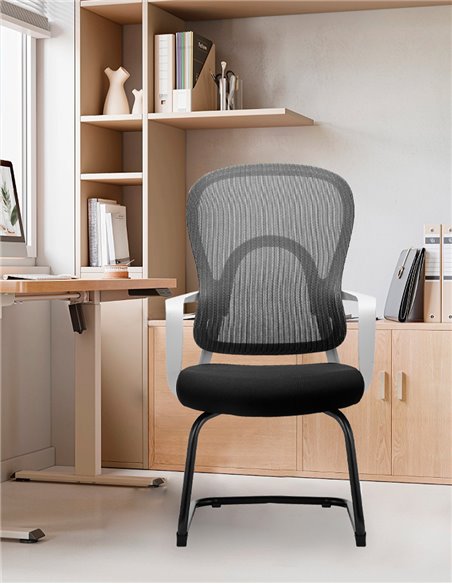 Кресло KRESLALUX GO-SIT 645-C LIGHT GREY, для посетителя, на полозьях