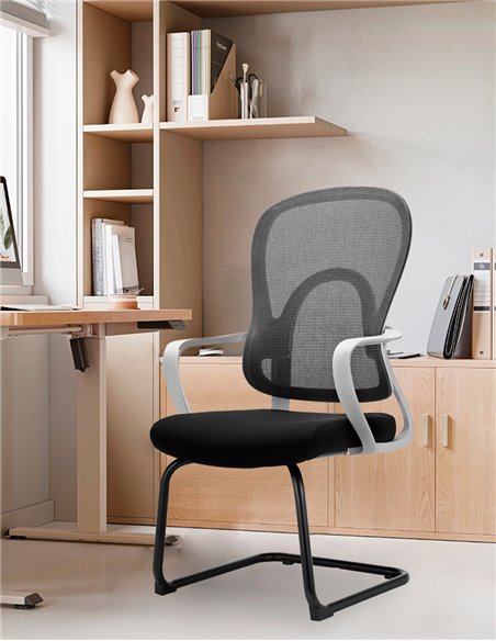 Кресло KRESLALUX GO-SIT 645-C LIGHT GREY, для посетителя, на полозьях