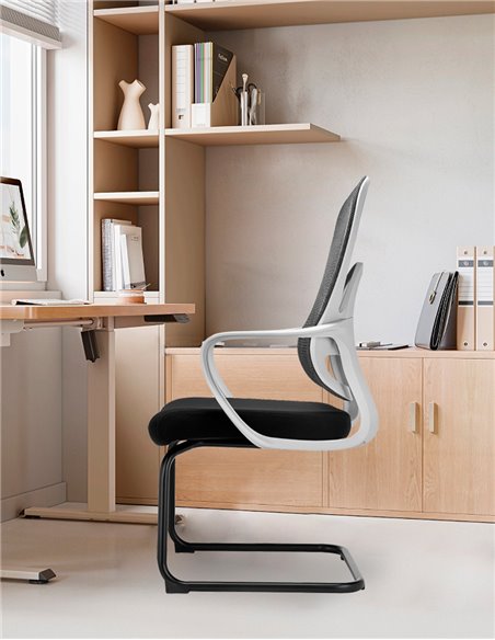 Кресло KRESLALUX GO-SIT 645-C LIGHT GREY, для посетителя, на полозьях