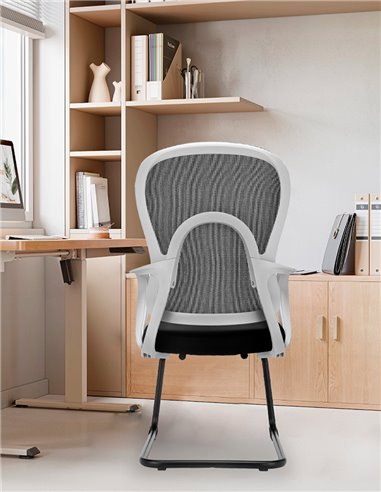 Кресло KRESLALUX GO-SIT 645-C LIGHT GREY, для посетителя, на полозьях