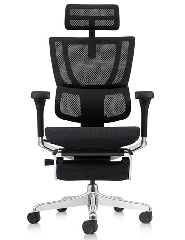 Кресло MIRUS-IOO 2 (IOOE2-AB-HAM-5D-L-LMT, сетка Т-168-B1-BLACK), эргономичное, с подставкой под ноги