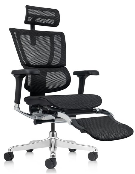 Кресло MIRUS-IOO 2 (IOOE2-AB-HAM-5D-L-LMT, сетка Т-168-B1-BLACK), эргономичное, с подставкой под ноги