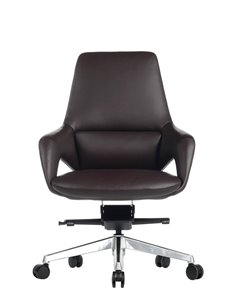 Крісло FK005-B, шкіряне, із середньою спинкою, темно-коричневе 2