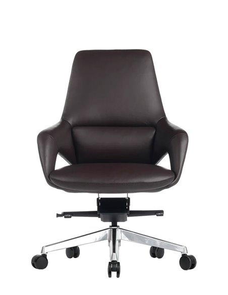 Кресло FK005-B, кожаное, со средней спинкой, темно-коричневое