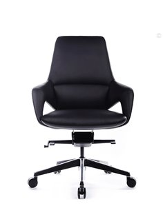 Кресло FK005-B, кожаное, со средней спинкой, черное 2