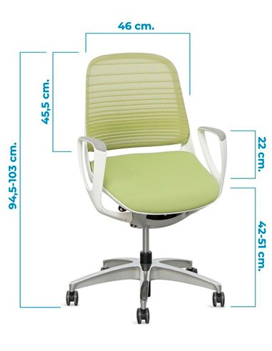 Кресло Okamura Luce Lime Green для оператора с подлокотниками