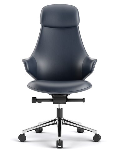Кресло KRESLALUX AKIRA DARK BLUE для руководителя, кожаное