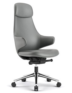 Кресло KRESLALUX AKIRA DARK GREY для руководителя, кожаное