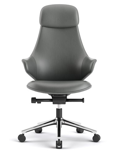 Кресло KRESLALUX AKIRA DARK GREY для руководителя, кожаное