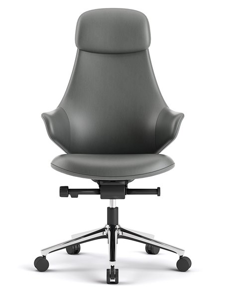 Кресло KRESLALUX AKIRA DARK GREY для руководителя, кожаное