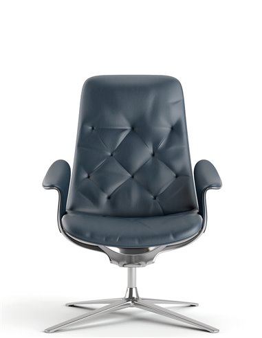Лаунж-кресло KRESLALUX PRIME-ON-M DARK BLUE, кожаное