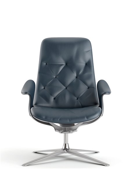 Лаунж-кресло KRESLALUX PRIME-ON-M DARK BLUE, кожаное