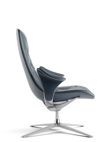 Лаунж-крісло KRESLALUX PRIME-ON-M DARK BLUE, шкіряне