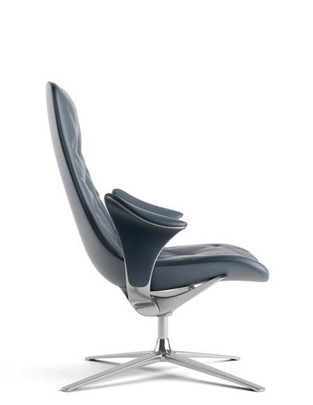 Лаунж-кресло KRESLALUX PRIME-ON-M DARK BLUE, кожаное