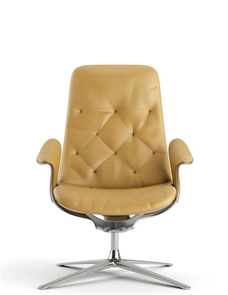 Лаунж-кресло KRESLALUX PRIME-ON-M YELLOW, кожаное
