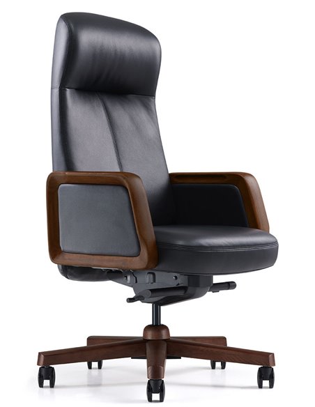 Кресло KRESLALUX A2560 BLACK для руководителя, кожаное