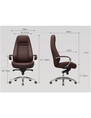 Кресло F185 WL для руководителя, белое, кожаное