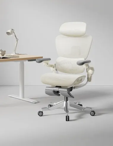 Fotoliu ergonomic HINOMI H2 PRO CREAM WHITE, cu suport pentru picioare - Cumpara in magazinul online KRESLALUX Moldova