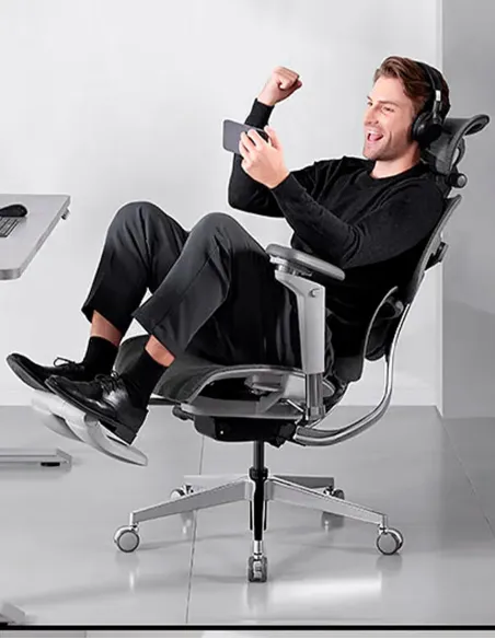 Fotoliu ergonomic HINOMI H2 PRO CREAM WHITE, cu suport pentru picioare - Cumpara in magazinul online KRESLALUX Moldova