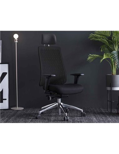 Кресло COM-PRO TRULY BLACK, эргономичное, с подголовником