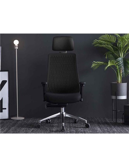 Кресло COM-PRO TRULY BLACK, эргономичное, с подголовником