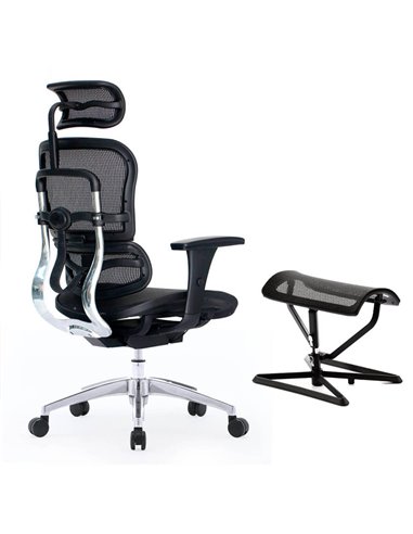 Підставка для ніг COMFORT OTTOMAN BLACK з регулюванням висоти, сітчаста