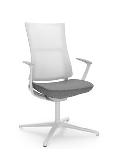Конференц кресло PROFIM VIOLLE (150F PU) WHITE, для переговоров, белый корпус, спинка сетка