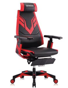 Кресло компьютерное GENIDIA GAMING (M-GN-BB-HAL-ML-RE), эргономичное, с подставкой для ног