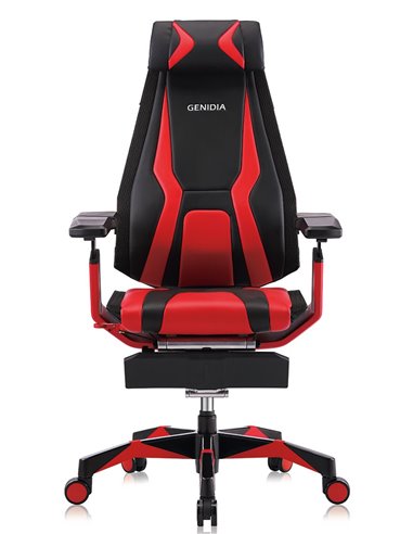 Крісло комп'ютерне GENIDIA GAMING (M-GN-BB-HAL-ML-RE), ергономічне, з підставкою для ніг