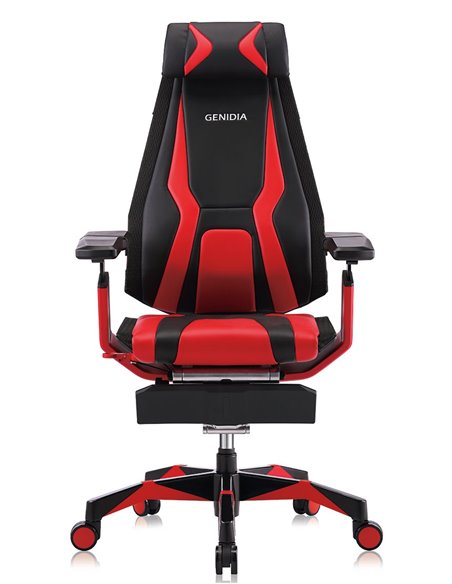 Крісло комп'ютерне GENIDIA GAMING (M-GN-BB-HAL-ML-RE), ергономічне, з підставкою для ніг