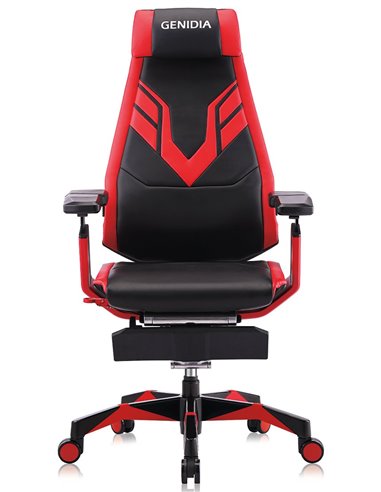 Крісло комп'ютерне GENIDIA GAMING (M-GN-BB-HAL-ML-RE), ергономічне, з підставкою для ніг